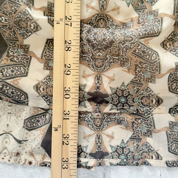 Free People Brown Cream Boho Sheer Shift Dress Chiffon Peasant Sleeves Sz S - Picture 8 of 8